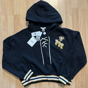 Pittsburgh Penguins PIT Black Hooded Hockey Style cropped Sweatshirt Sweater